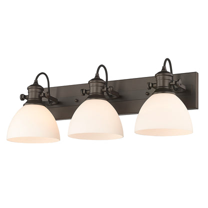 Yep by Golden Lighting Hines 3-light Semi-Flush Mount in Rubbed Bronze and Opal Glass - - Golden Lighting
