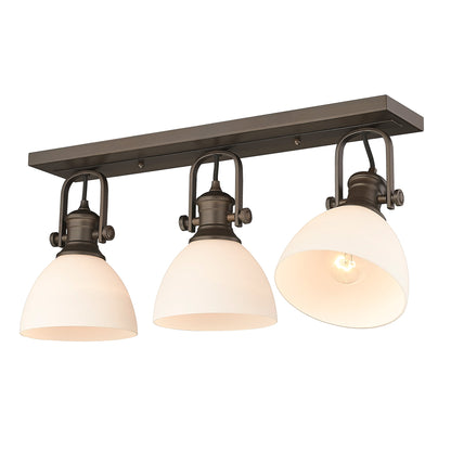 Hines 3-Light Semi-Flush in Rubbed Bronze with Opal Glass - Default Title - Golden Lighting