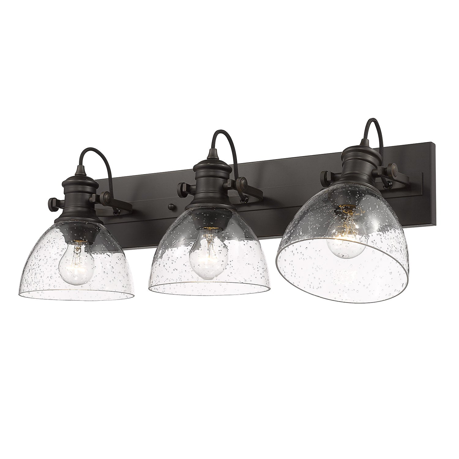 Yep by Golden Lighting Hines 3-light Semi-Flush Mount in Rubbed Bronze and Seeded Glass - - Golden Lighting