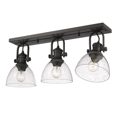 Yep by Golden Lighting Hines 3-light Semi-Flush Mount in Rubbed Bronze and Seeded Glass - Default Title - Golden Lighting
