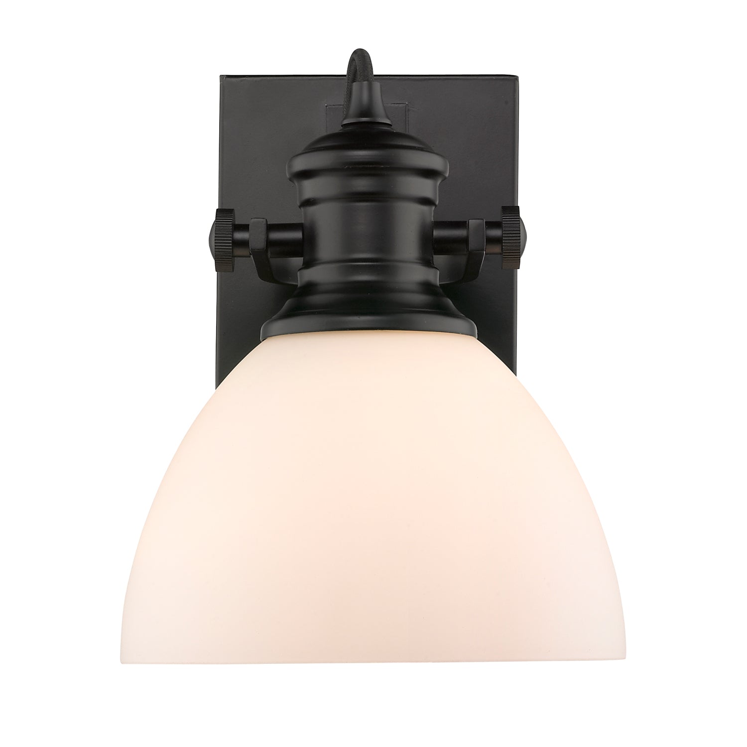 Yep by Golden Lighting Hines 1-light Vanity in Matte Black and Opal Glass - - Golden Lighting
