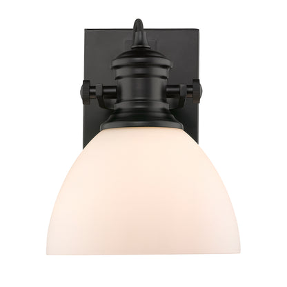Yep by Golden Lighting Hines 1-light Vanity in Matte Black and Opal Glass - - Golden Lighting