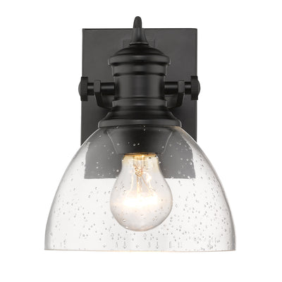 Yep by Golden Lighting Hines 1-light Vanity in Matte Black and Seeded Glass - - Golden Lighting