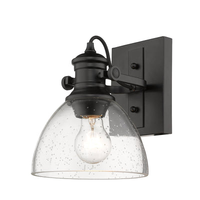 Yep by Golden Lighting Hines 1-light Vanity in Matte Black and Seeded Glass - - Golden Lighting