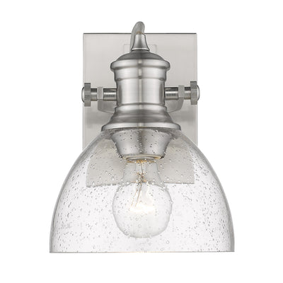 Yep by Golden Lighting Hines 1-light Vanity in Pewter and Seeded Glass - - Golden Lighting