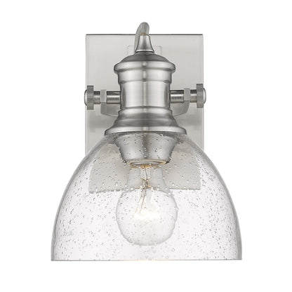 Yep by Golden Lighting Hines 1-light Vanity in Pewter and Seeded Glass - - Golden Lighting