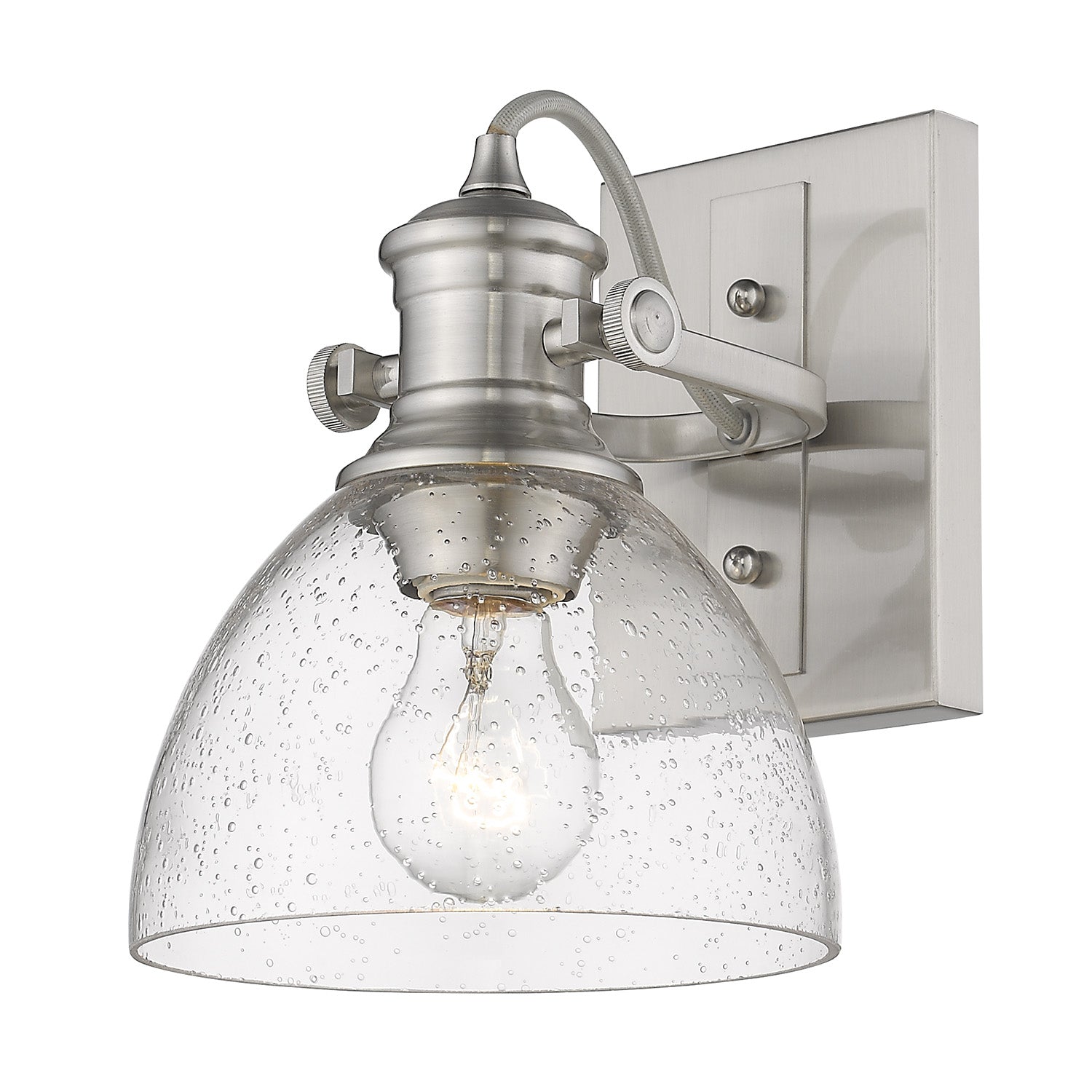 Yep by Golden Lighting Hines 1-light Vanity in Pewter and Seeded Glass - - Golden Lighting