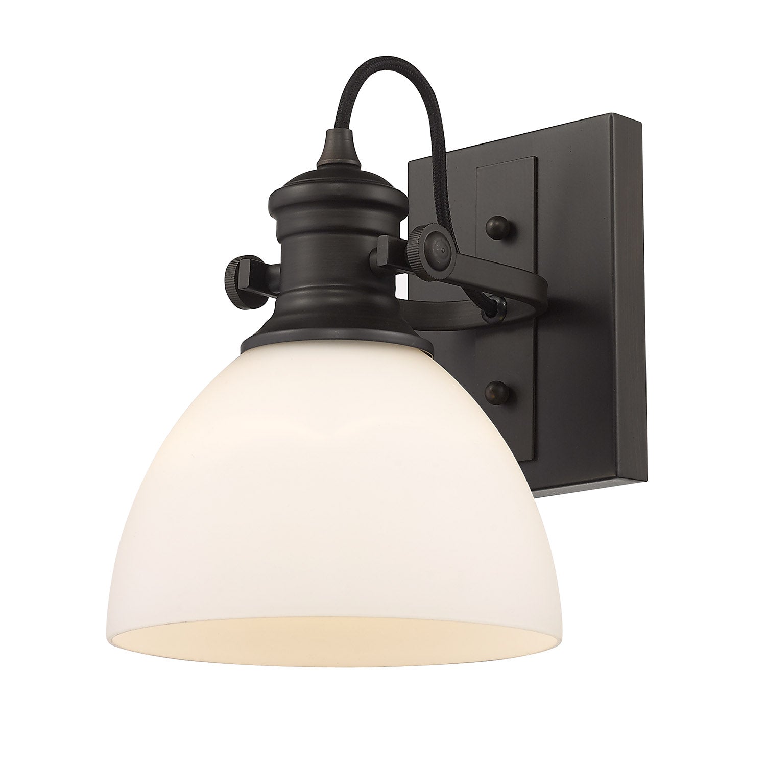 Yep by Golden Lighting Hines 1-light Vanity in Rubbed Bronze and Opal Glass - - Golden Lighting