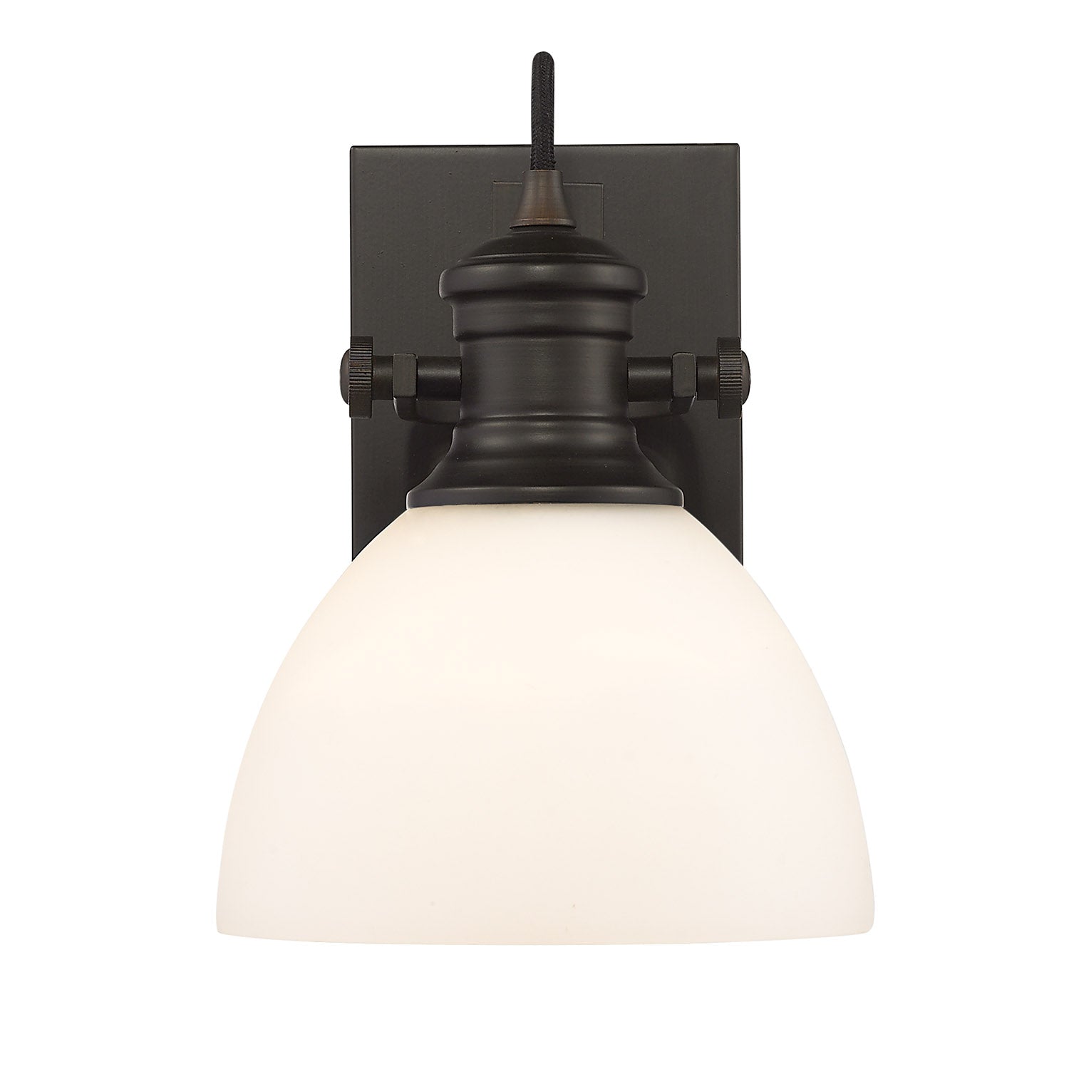 Yep by Golden Lighting Hines 1-light Vanity in Rubbed Bronze and Opal Glass - - Golden Lighting