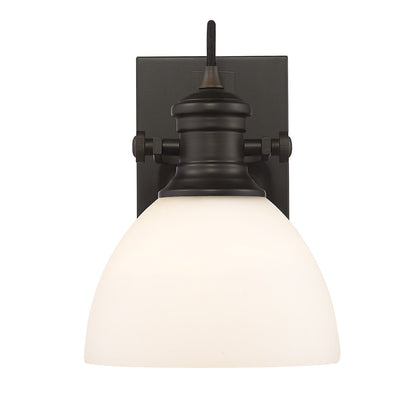 Yep by Golden Lighting Hines 1-light Vanity in Rubbed Bronze and Opal Glass - - Golden Lighting