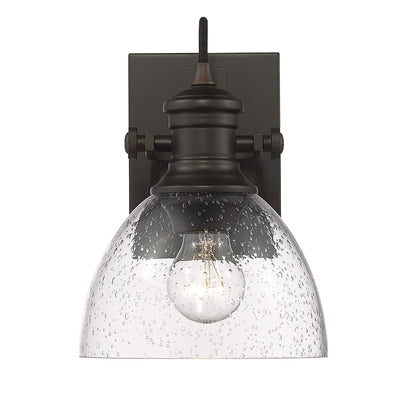 Yep by Golden Lighting Hines 1-light Vanity in Rubbed Bronze and Seeded Glass - - Golden Lighting