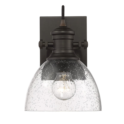 Yep by Golden Lighting Hines 1-light Vanity in Rubbed Bronze and Seeded Glass - - Golden Lighting