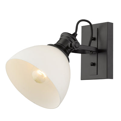 Yep by Golden Lighting Hines 1-light Vanity in Matte Black and Opal Glass - - Golden Lighting