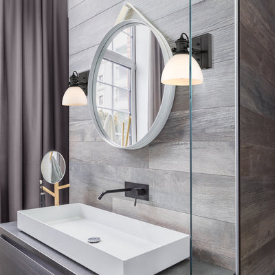 Yep by Golden Lighting Hines 1-light Vanity in Matte Black and Opal Glass - Default Title - Golden Lighting
