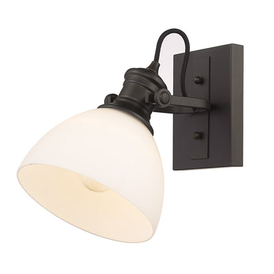 Yep by Golden Lighting Hines 1-light Vanity in Rubbed Bronze and Opal Glass - - Golden Lighting