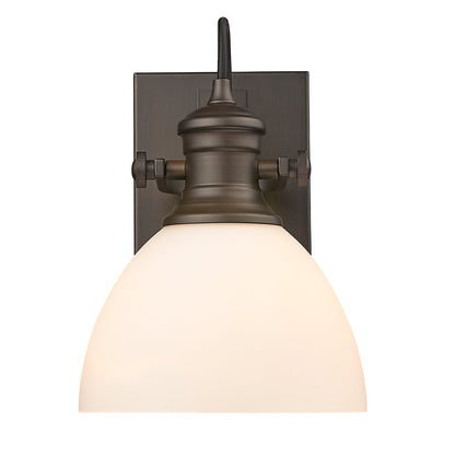 Hines 1-Light Bath Vanity in Rubbed Bronze with Opal Glass - Default Title - Golden Lighting
