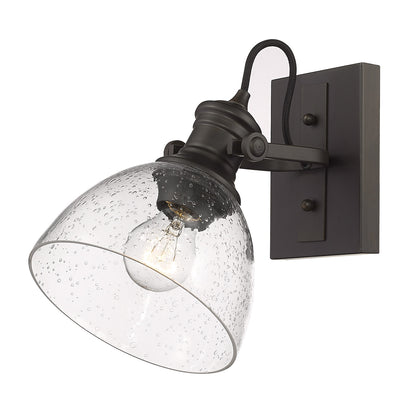 Yep by Golden Lighting Hines 1-light Vanity in Rubbed Bronze and Seeded Glass