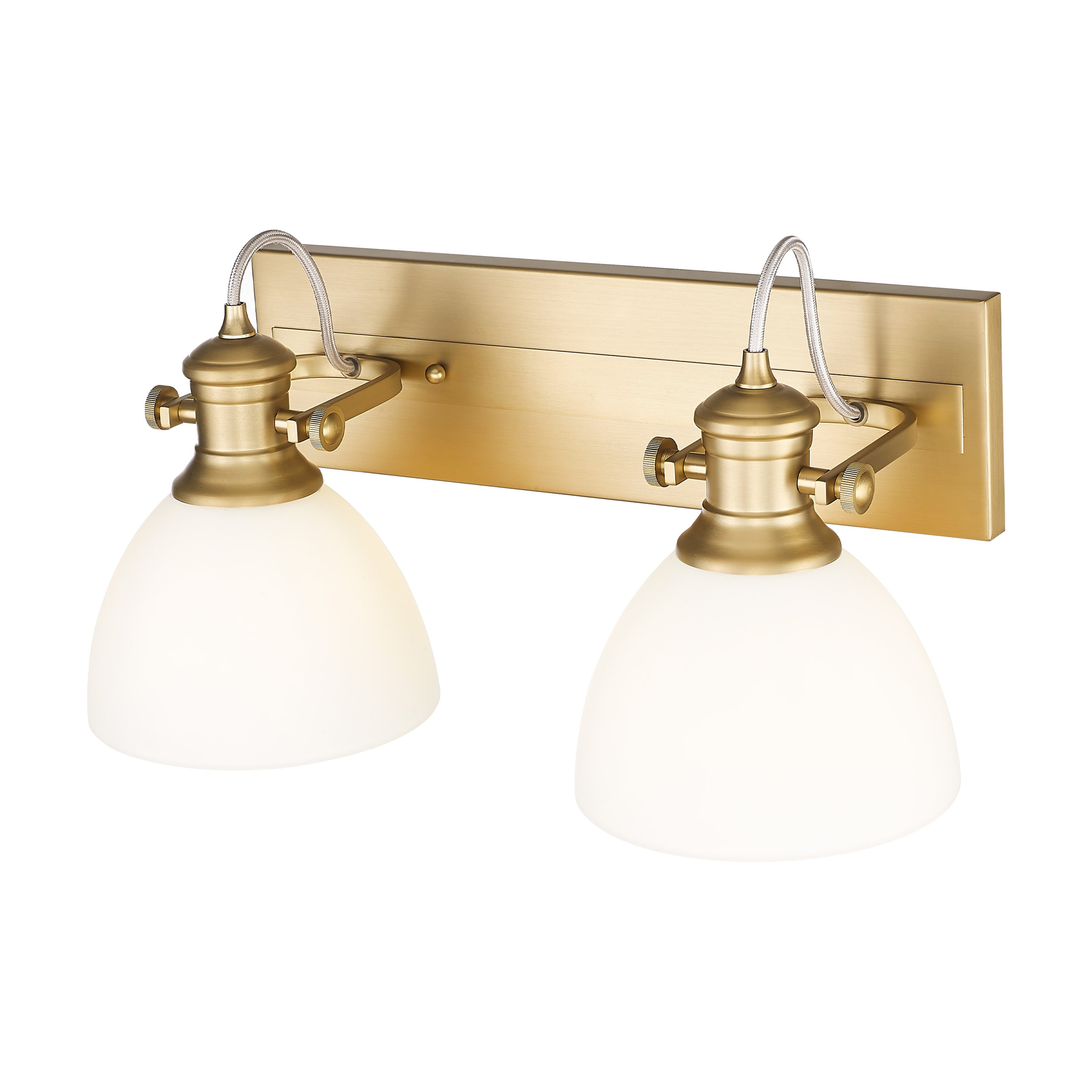 Yep by Golden Lighting Hines 2-light Vanity in Brushed Champagne Brass and Opal Glass - - Golden Lighting