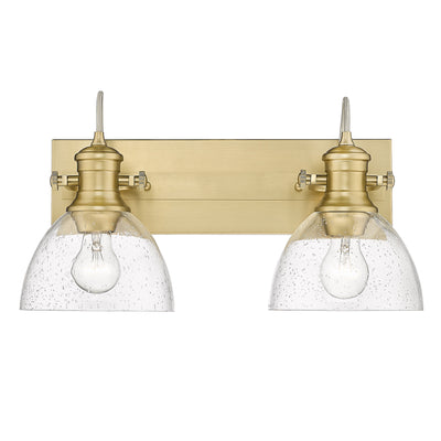 Yep by Golden Lighting Hines 2-light Vanity in Brushed Champagne Brass and Seeded Glass - - Golden Lighting