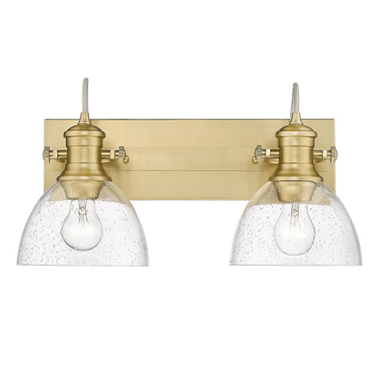 Yep by Golden Lighting Hines 2-light Vanity in Brushed Champagne Brass and Seeded Glass - - Golden Lighting