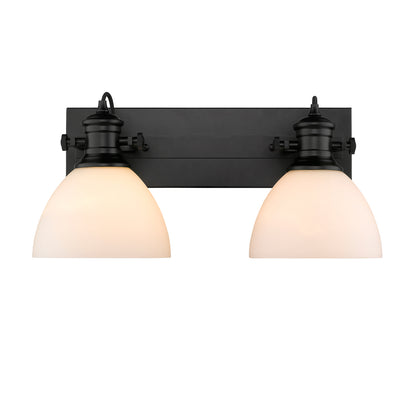 Yep by Golden Lighting Hines 2-light Vanity in Matte Black and Opal Glass - - Golden Lighting