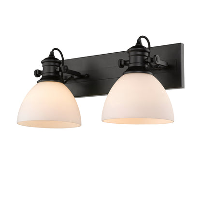 Yep by Golden Lighting Hines 2-light Vanity in Matte Black and Opal Glass - - Golden Lighting