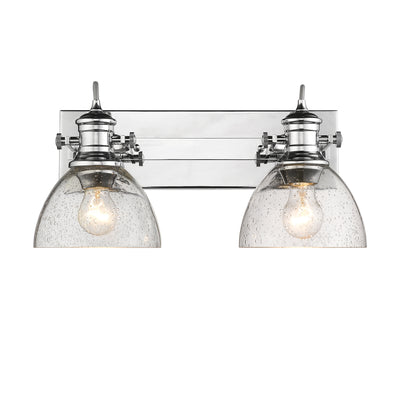 Yep by Golden Lighting Hines 2-light Vanity in Chrome and Seeded Glass - - Golden Lighting