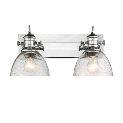 Yep by Golden Lighting Hines 2-light Vanity in Chrome and Seeded Glass - - Golden Lighting