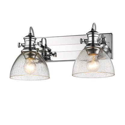 Yep by Golden Lighting Hines 2-light Vanity in Chrome and Seeded Glass - - Golden Lighting