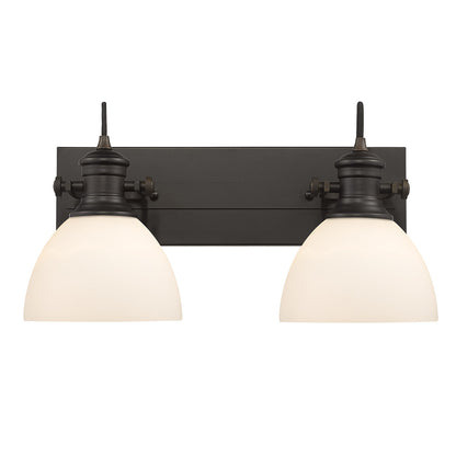 Yep by Golden Lighting Hines 2-light Vanity in Rubbed Bronze and Opal Glass - - Golden Lighting