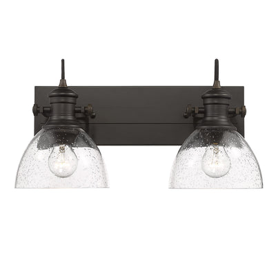 Yep by Golden Lighting Hines 2-light Vanity in Rubbed Bronze and Seeded Glass - - Golden Lighting