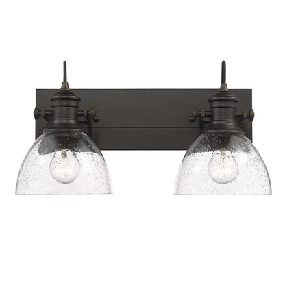 Yep by Golden Lighting Hines 2-light Vanity in Rubbed Bronze and Seeded Glass - - Golden Lighting