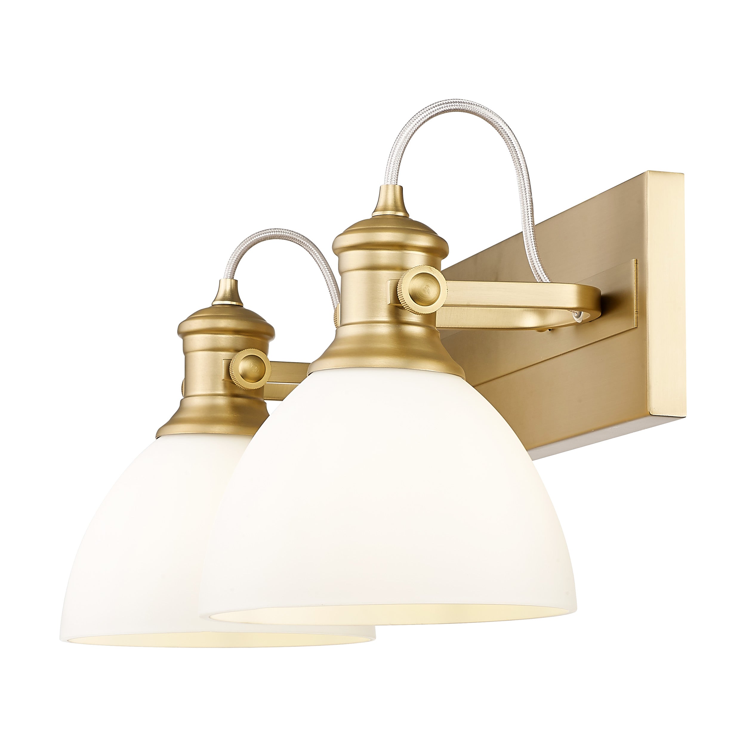 Yep by Golden Lighting Hines 2-light Vanity in Brushed Champagne Brass and Opal Glass