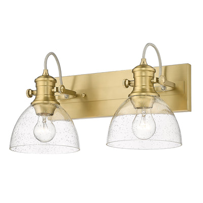 Yep by Golden Lighting Hines 2-light Vanity in Brushed Champagne Brass and Seeded Glass - - Golden Lighting
