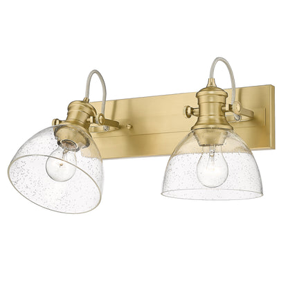 Hines 2 Light Bath Vanity in Brushed Champagne Bronze with Seeded Glass Shades - Default Title - Golden Lighting