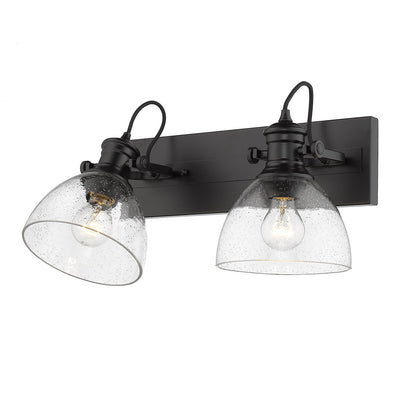 Yep by Golden Lighting Hines 2-light Vanity in Matte Black and Seeded Glass - - Golden Lighting