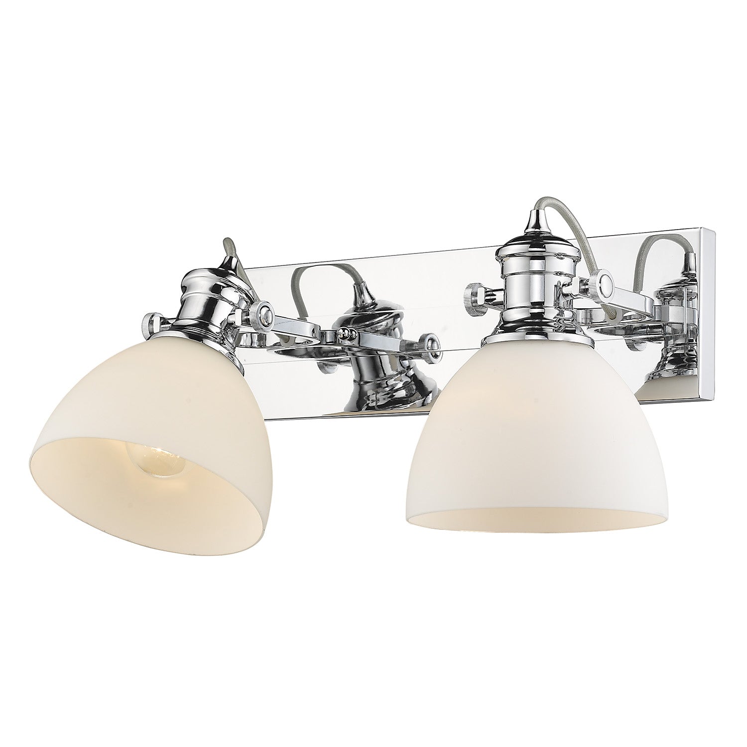 Yep by Golden Lighting Hines 2-light Vanity in Chrome and Opal Glass