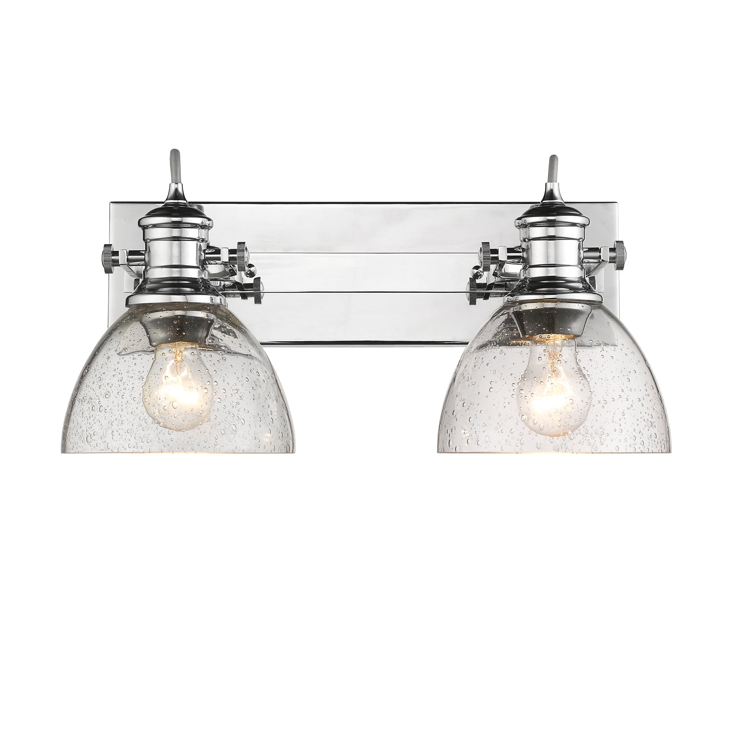 Hines 2-Light Bath Vanity in Chrome with Seeded Glass - - Golden Lighting