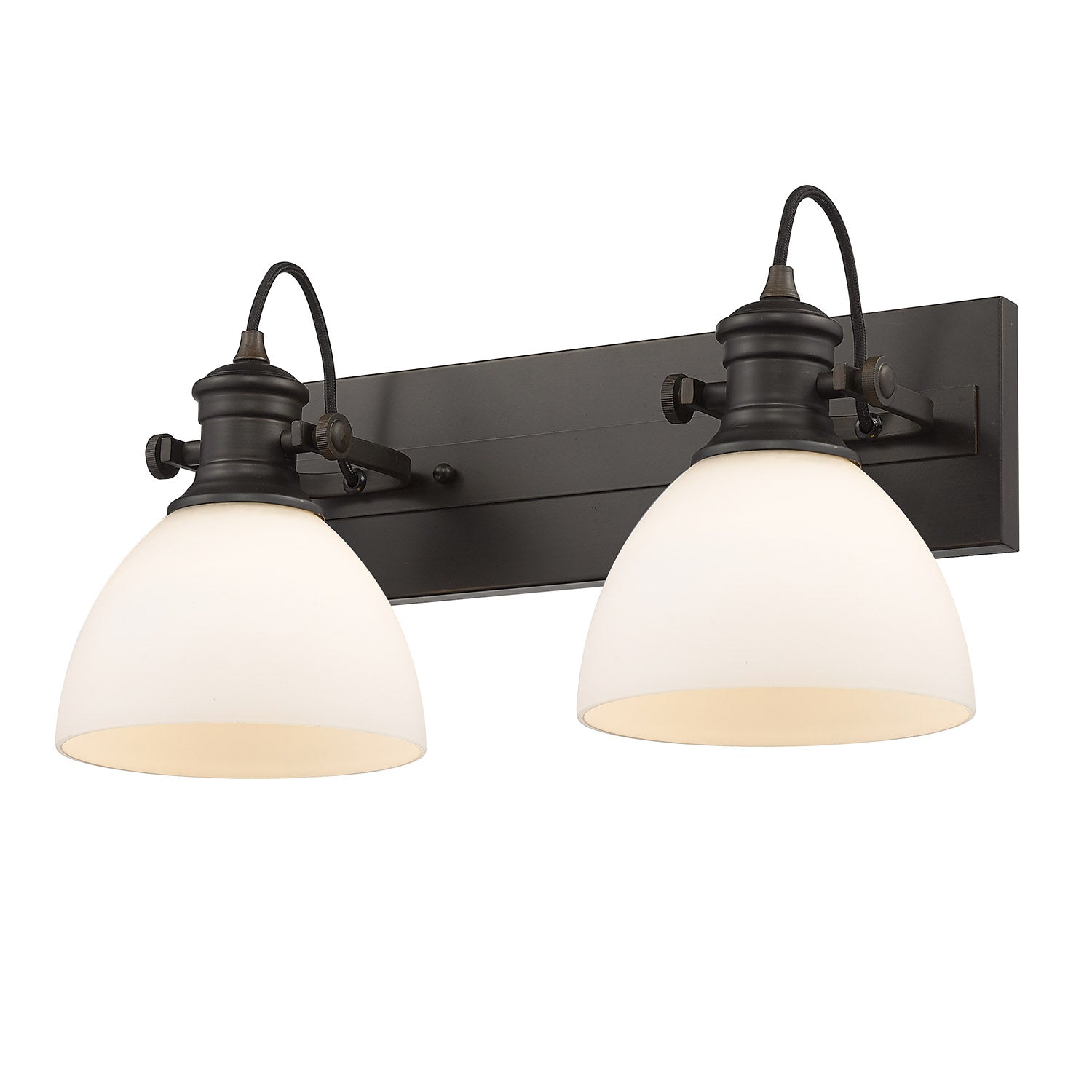 Yep by Golden Lighting Hines 2-light Vanity in Rubbed Bronze and Opal Glass