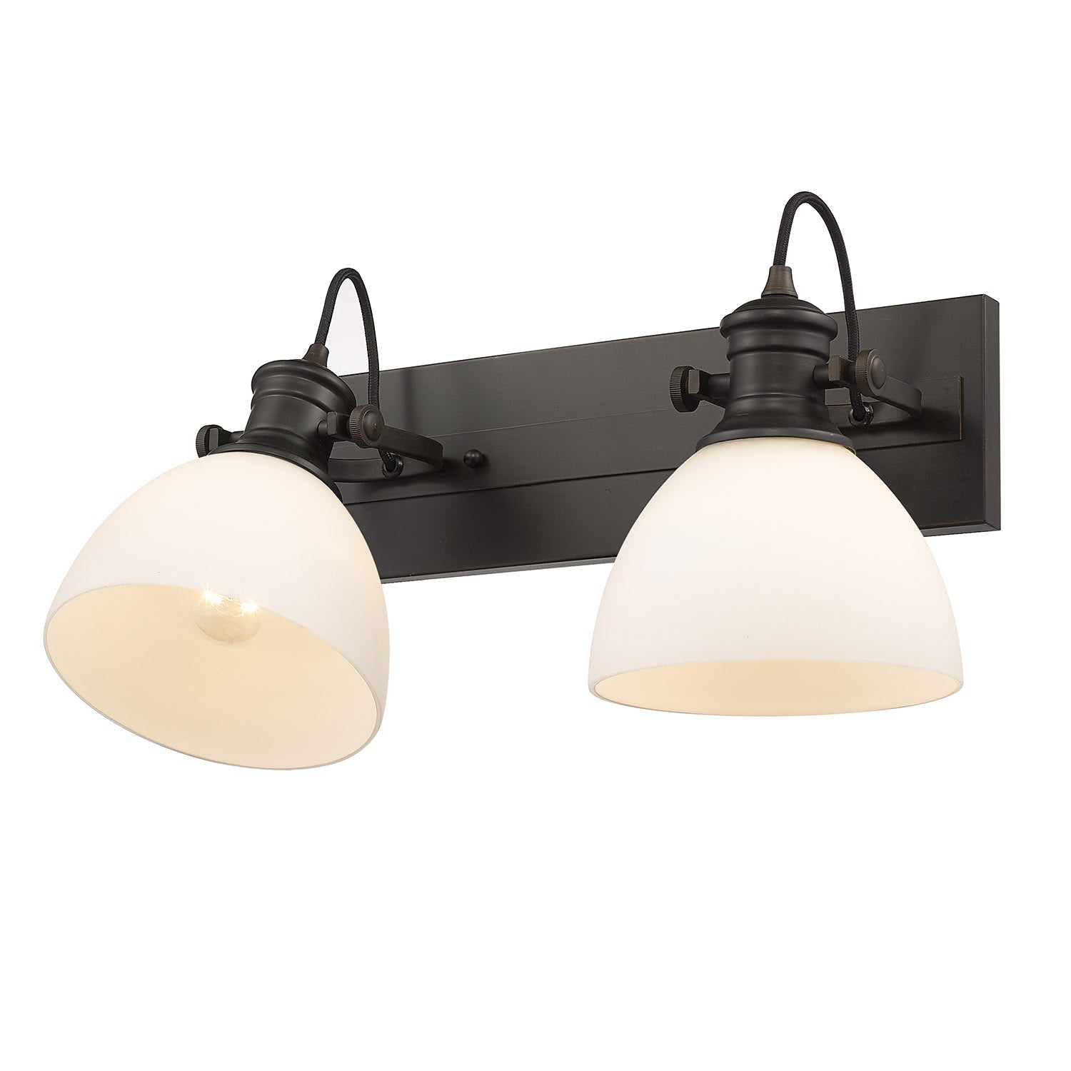 Yep by Golden Lighting Hines 2-light Vanity in Rubbed Bronze and Opal Glass