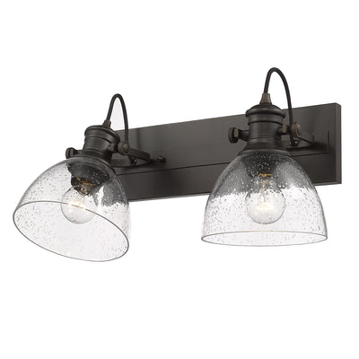 Yep by Golden Lighting Hines 2-light Vanity in Rubbed Bronze and Seeded Glass - - Golden Lighting