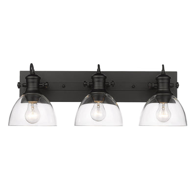 Yep by Golden Lighting Hines 3-light Vanity in Matte Black and Clear Glass - - Golden Lighting