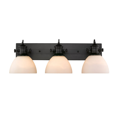 Yep by Golden Lighting Hines 3-light Vanity in Matte Black and Opal Glass - - Golden Lighting