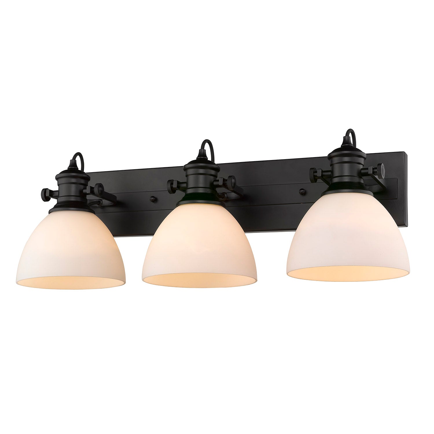 Yep by Golden Lighting Hines 3-light Vanity in Matte Black and Opal Glass - - Golden Lighting