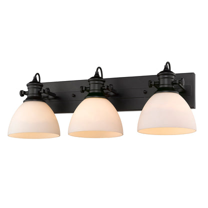 Yep by Golden Lighting Hines 3-light Vanity in Matte Black and Opal Glass - - Golden Lighting