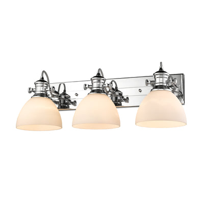 Yep by Golden Lighting Hines 3-light Vanity in Chrome and Opal Glass - - Golden Lighting