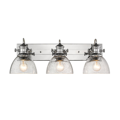 Yep by Golden Lighting Hines 3-light Vanity in Chrome and Seeded Glass - - Golden Lighting
