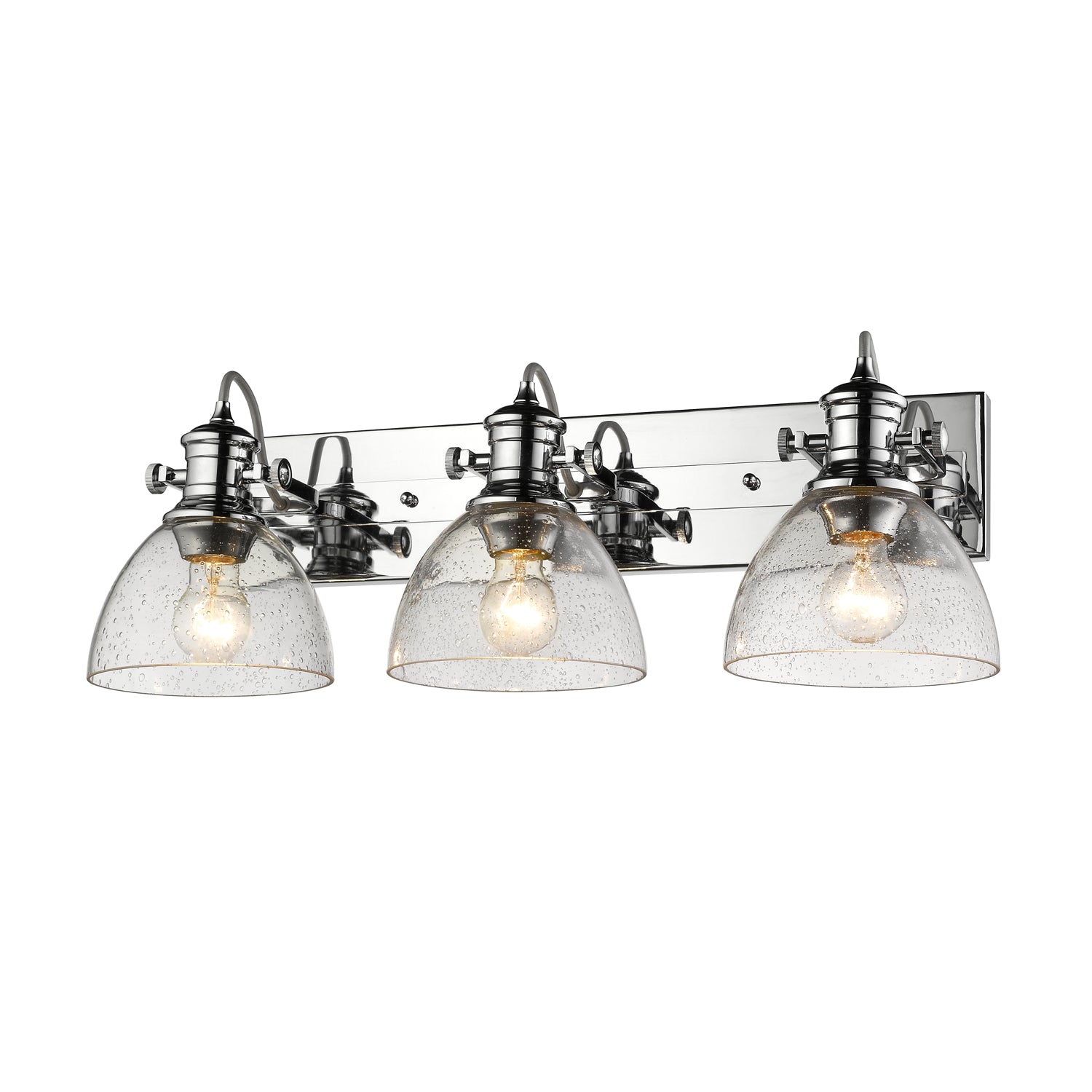 Yep by Golden Lighting Hines 3-light Vanity in Chrome and Seeded Glass - - Golden Lighting