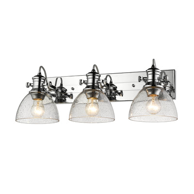 Yep by Golden Lighting Hines 3-light Vanity in Chrome and Seeded Glass - - Golden Lighting