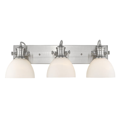 Yep by Golden Lighting Hines 3-light Vanity in Pewter and Opal Glass - - Golden Lighting